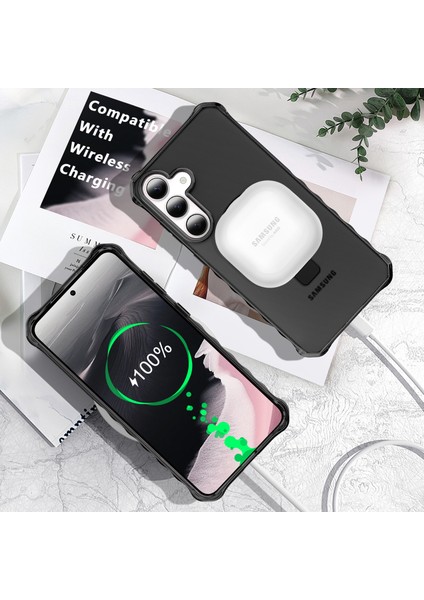 Samsung Galaxy S25+/S24+ Kılıf Magsafe Buzlu Anti-Drop Pc + Tpu Telefon Kapağı ile Uyumlu Küçük Dalgalı Kenar - Siyah (Yurt Dışından) fiyatları