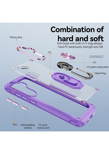 Samsung Galaxy S24 Fe Kılıf Alaşım Lens Çerçevesi Pc+Tpu Kickstand Telefon Arka Kapak-Mor (Yurt Dışından) fırsatları