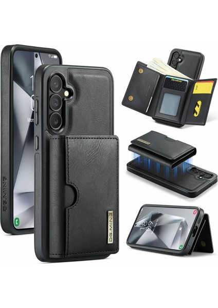 M6 Serisi Samsung Galaxy S24 Kılıf Manyetik Cüzdan Pu+Pc+Tpu Telefon Kapağı-Siyah (Yurt Dışından)