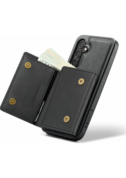 M6 Serisi Samsung Galaxy S24 Kılıf Manyetik Cüzdan Pu+Pc+Tpu Telefon Kapağı-Siyah (Yurt Dışından)