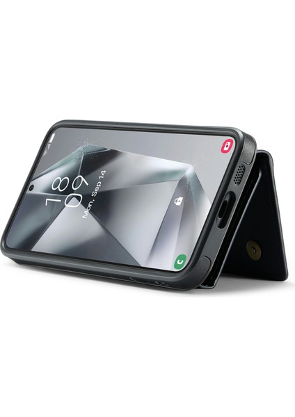 M6 Serisi Samsung Galaxy S24 Kılıf Manyetik Cüzdan Pu+Pc+Tpu Telefon Kapağı-Siyah (Yurt Dışından)