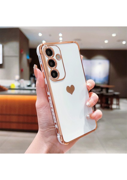 Samsung Galaxy A55 5g Kılıf Tpu Telefon Arka Kapak Galvanik Kalp Desenli-Fildişi Beyazı (Yurt Dışından) fırsatları