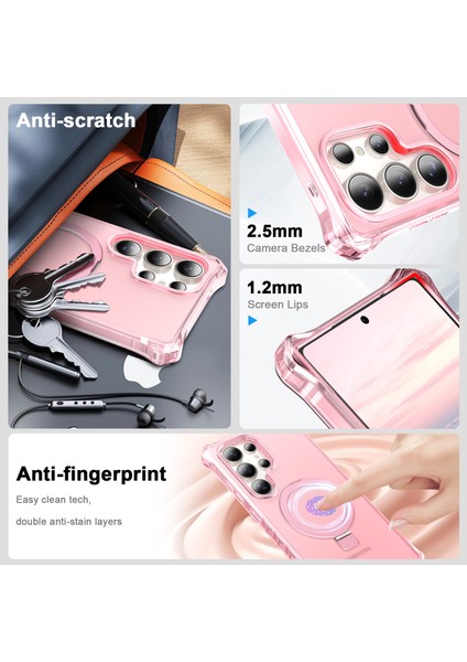 Samsung Galaxy S24 Ultra Kılıf Magsafe Buzlu Anti-Drop Pc+Tpu Telefon Kapağı-Pembe ile Uyumlu Küçük Dalgalı Kenar (Yurt Dışından) fırsatları