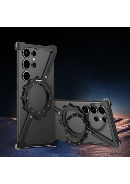 Samsung Galaxy S24 Ultra Kickstand Kılıf Magsafe Z Şekli Tampon Telefon Kapağı-Siyah ile Uyumlu (Yurt Dışından) fiyatları