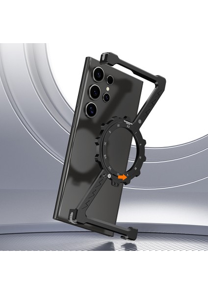 Samsung Galaxy S24 Ultra Kickstand Kılıf Magsafe Z Şekli Tampon Telefon Kapağı-Siyah ile Uyumlu (Yurt Dışından) modelleri