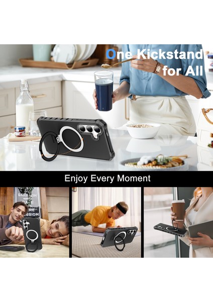 Samsung Galaxy S25+/S24+ Kılıf Magsafe Buzlu Anti-Drop Pc + Tpu Telefon Kapağı ile Uyumlu Küçük Dalgalı Kenar - Siyah (Yurt Dışından) indirimleri