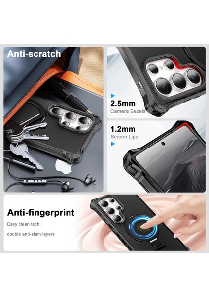 Samsung Galaxy S24 Ultra Kılıf Magsafe Buzlu Anti-Drop Pc+Tpu Telefon Kapağı-Siyah ile Uyumlu Küçük Dalgalı Kenar (Yurt Dışından) fırsatları