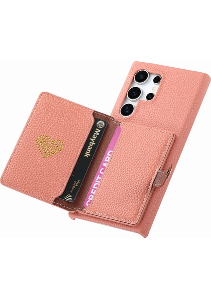 Samsung Galaxy S25 Ultra Kılıf Fermuarlı Kart Tutucu Kickstand Litchi Tahıl Deri Arka Kapak-Pembe (Yurt Dışından) fiyatları