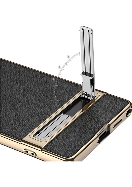 Gkk Samsung Galaxy S25 Ultra Kılıf Galvanik Kickstand Pu Sert Pc Telefon Arka Kapak-Karbon Fiber Doku (Yurt Dışından)
