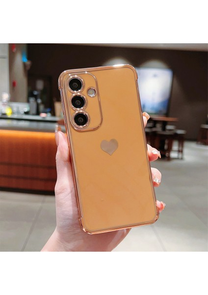 Samsung Galaxy A55 5g Kılıf Tpu Telefon Arka Kapak Galvanik Kalp Desenli-Kahverengi (Yurt Dışından)