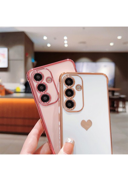 Samsung Galaxy A55 5g Kılıf Tpu Telefon Arka Kapak Galvanik Kalp Desenli-Kahverengi (Yurt Dışından) fiyatları