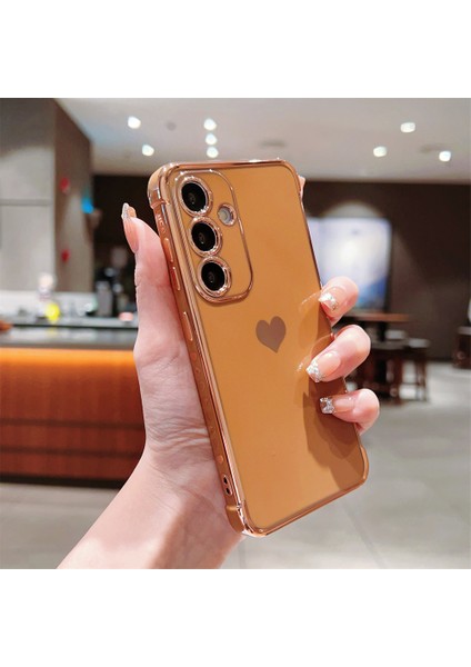 Samsung Galaxy A55 5g Kılıf Tpu Telefon Arka Kapak Galvanik Kalp Desenli-Kahverengi (Yurt Dışından) indirimleri
