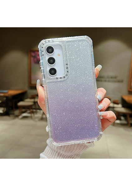 Samsung Galaxy S25 Kılıf Parıltılı Tasarım Pc+Tpu Darbeye Dayanıklı Telefon Kapağı-Mor (Yurt Dışından)
