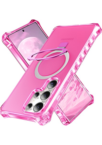 Samsung Galaxy S24 Ultra Kılıf Magsafe Buzlu Anti-Drop Pc + Tpu Telefon Kapağı-Gül ile Uyumlu Küçük Dalgalı Kenar (Yurt Dışından)