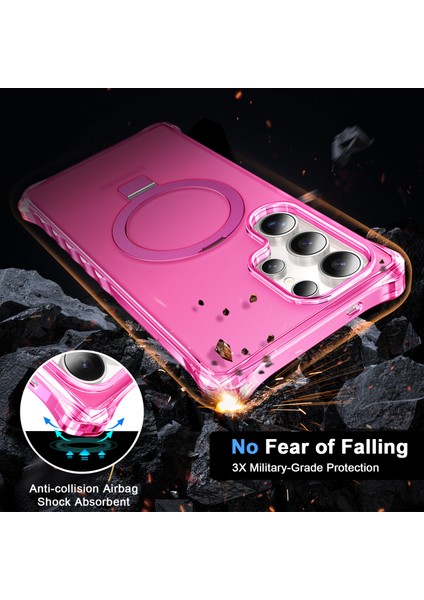Samsung Galaxy S24 Ultra Kılıf Magsafe Buzlu Anti-Drop Pc + Tpu Telefon Kapağı-Gül ile Uyumlu Küçük Dalgalı Kenar (Yurt Dışından) modelleri