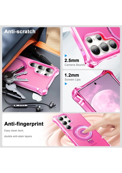 Samsung Galaxy S24 Ultra Kılıf Magsafe Buzlu Anti-Drop Pc + Tpu Telefon Kapağı-Gül ile Uyumlu Küçük Dalgalı Kenar (Yurt Dışından) fırsatları