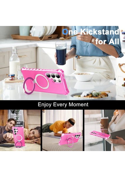 Samsung Galaxy S24 Ultra Kılıf Magsafe Buzlu Anti-Drop Pc + Tpu Telefon Kapağı-Gül ile Uyumlu Küçük Dalgalı Kenar (Yurt Dışından) indirimleri