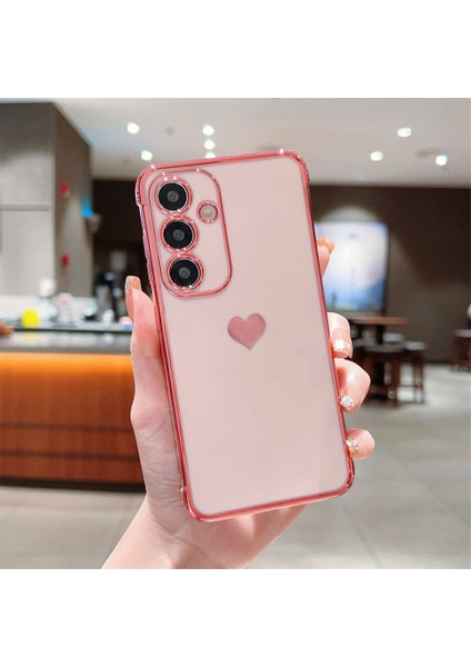 Samsung Galaxy A55 5g Kılıf Tpu Telefon Arka Kapak Galvanik Kalp Desenli-Gül Pembe (Yurt Dışından)