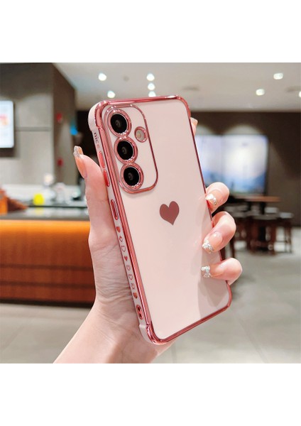 Samsung Galaxy A55 5g Kılıf Tpu Telefon Arka Kapak Galvanik Kalp Desenli-Gül Pembe (Yurt Dışından) fiyatları