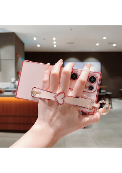 Samsung Galaxy S24 Ultra Kılıf Elektroliz Kalp Desenli Tpu Telefon Arka Kapak Bileklik Kickstand-Kahverengi (Yurt Dışından) fiyatları