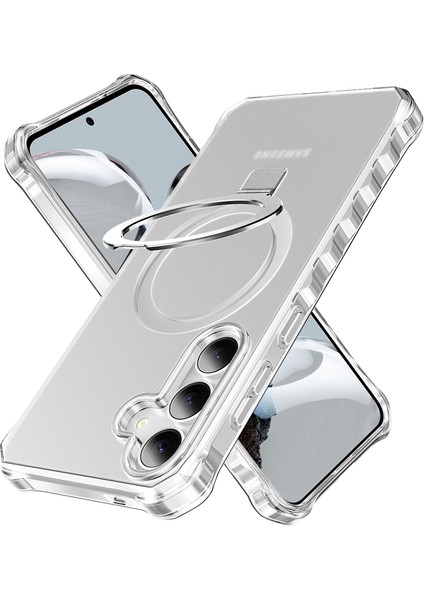 Samsung Galaxy S25+/S24+ Kılıf Magsafe Buzlu Anti-Drop Pc+Tpu Telefon Kapağı ile Uyumlu Küçük Dalgalı Kenar - Gri (Yurt Dışından)