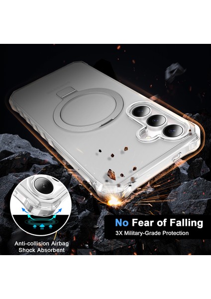 Samsung Galaxy S25+/S24+ Kılıf Magsafe Buzlu Anti-Drop Pc+Tpu Telefon Kapağı ile Uyumlu Küçük Dalgalı Kenar - Gri (Yurt Dışından) modelleri