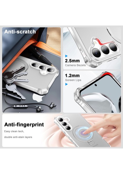 Samsung Galaxy S25+/S24+ Kılıf Magsafe Buzlu Anti-Drop Pc+Tpu Telefon Kapağı ile Uyumlu Küçük Dalgalı Kenar - Gri (Yurt Dışından) fırsatları