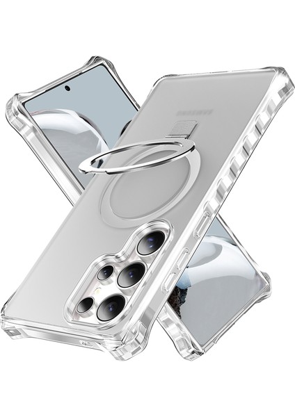 Samsung Galaxy S24 Ultra Kılıf Magsafe Buzlu Anti-Drop Pc+Tpu Telefon Kapağı-Gri ile Uyumlu Küçük Dalgalı Kenar (Yurt Dışından)