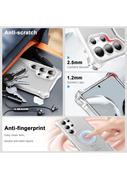 Samsung Galaxy S24 Ultra Kılıf Magsafe Buzlu Anti-Drop Pc+Tpu Telefon Kapağı-Gri ile Uyumlu Küçük Dalgalı Kenar (Yurt Dışından) fırsatları