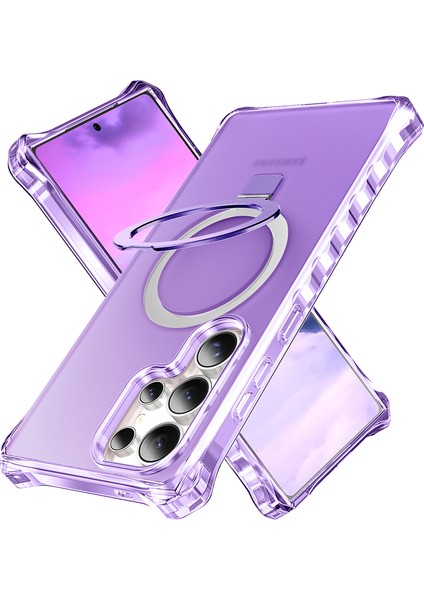 Samsung Galaxy S24 Ultra Kılıf Magsafe Buzlu Anti-Drop Pc+Tpu Telefon Kapağı-Mor ile Uyumlu Küçük Dalgalı Kenar (Yurt Dışından)