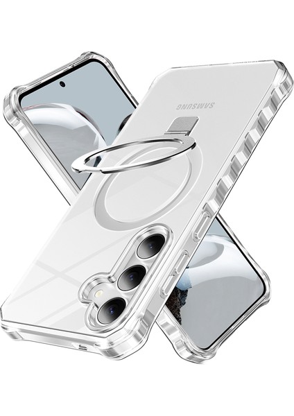 Samsung Galaxy S25+/S24+ Kılıf Için Magsafe Buzlu Anti-Drop Pc+Tpu Telefon Kapağı-Şeffaf ile Uyumlu Küçük Dalgalı Kenar (Yurt Dışından)