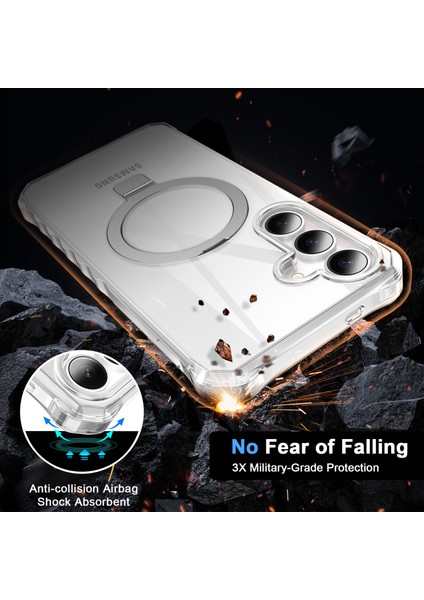 Samsung Galaxy S25+/S24+ Kılıf Için Magsafe Buzlu Anti-Drop Pc+Tpu Telefon Kapağı-Şeffaf ile Uyumlu Küçük Dalgalı Kenar (Yurt Dışından) modelleri