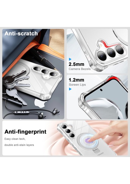 Samsung Galaxy S25+/S24+ Kılıf Için Magsafe Buzlu Anti-Drop Pc+Tpu Telefon Kapağı-Şeffaf ile Uyumlu Küçük Dalgalı Kenar (Yurt Dışından) fırsatları
