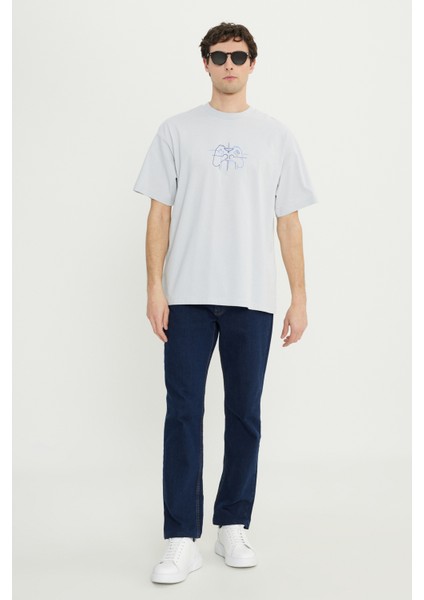 %100 Pamuk Oversize Fit Rahat Kesim Bisiklet Yaka Baskılı Tişört fiyatları