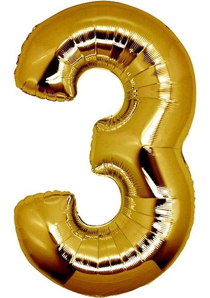 3 Numara Folyo Gold Balon Folyo Altın Balon 100 cm 40inç