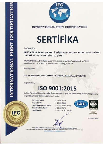 Niron Silver 100x200 cm Tek Kişilik Tam Ortopedik Sert Yatak