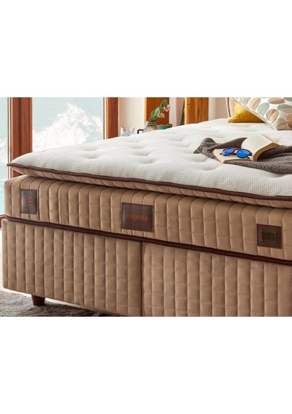 Niron Majesty Yatak 180x200 Çift Kişilik Pedli Ekstra Lüks Yumuşak Yatak Pamuklu Keten Kumaş 30 cm