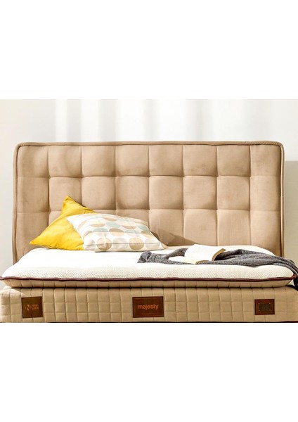 Niron Majesty Yatak 180x200 Çift Kişilik Pedli Ekstra Lüks Yumuşak Yatak Pamuklu Keten Kumaş 30 cm