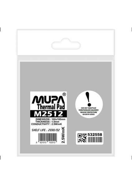 Termal Ped / Thermal Pad 1.0mm 2.5W/mK 100X100mm M2512