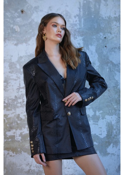 Libre Kol Detaylı Blazer Deri Ceket
