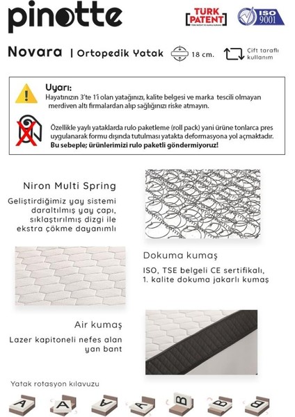 TEK KİŞİLİK 100x200 cm ORTOPEDİK NOVARA YATAK