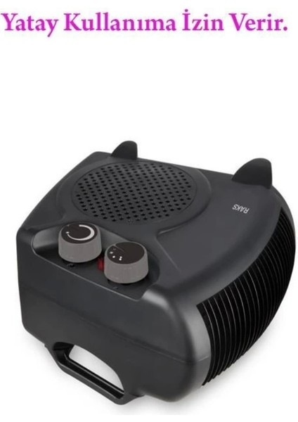 2000W Elektrikli Fanlı Isıtıcı 2 Kademe Termostadlı Siyah Rax Pf 20