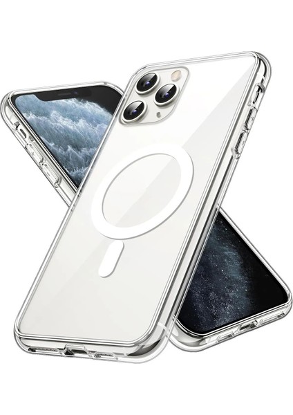 iPhone 11 Pro Uyumlu Gerçek Magsafe Özellikli Sert Şeffaf Kılıf
