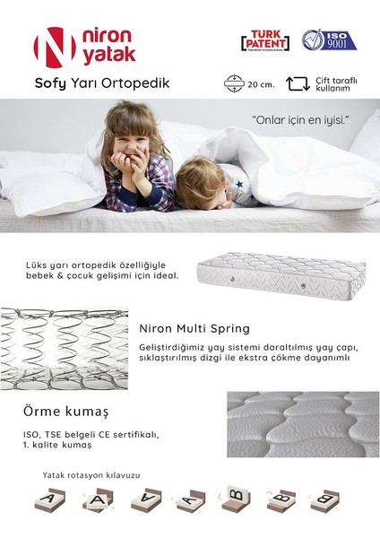 Tek Kişilik Lüks Yarı Ortopedik 100x190 cm Niron Sofy Yatak