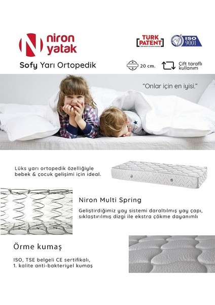 Tek Kişilik Lüks Yarı Ortopedik 100x200 cm Niron Sofy Yatak