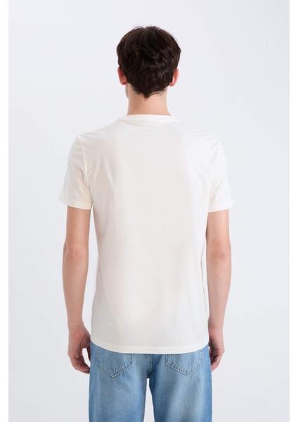 %100 Pamuk Slim Fit Dar Kesim Bisiklet Yaka Baskılı Kısa Kollu Tişört D9356AX25SP indirimleri