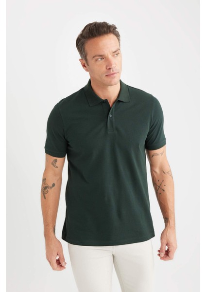 %100 Pamuk Regular Fit Polo Yaka Kısa Kollu Basic Düz Pike Kumaş Tişört C1293AX25SP modelleri