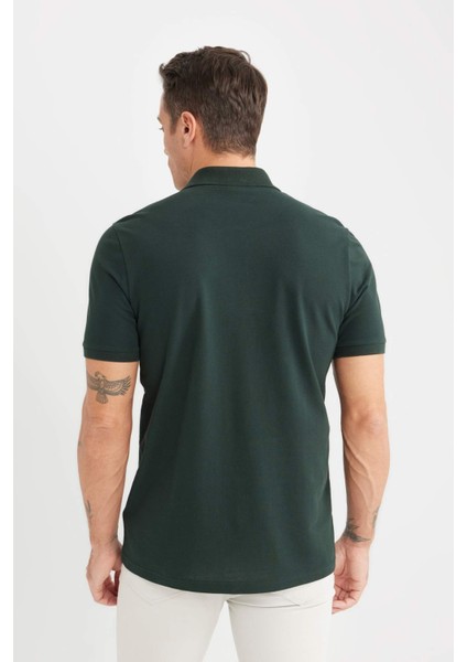%100 Pamuk Regular Fit Polo Yaka Kısa Kollu Basic Düz Pike Kumaş Tişört C1293AX25SP indirimleri