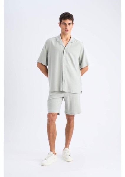 Relax Fit Polo Yaka Pamuklu Yazlık Kısa Kollu Gömlek D8875AX25SM fiyatları