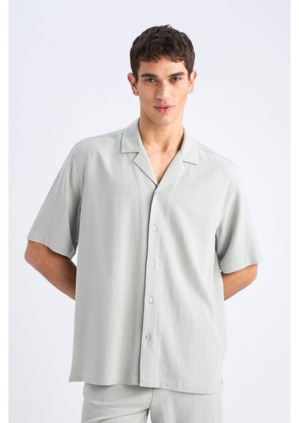 Relax Fit Polo Yaka Pamuklu Yazlık Kısa Kollu Gömlek D8875AX25SM fırsatları